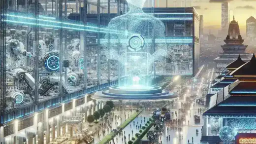 "Image of Nvidia and Indosat executives collaborating at the AI Center in Surakarta, showcasing cutting-edge technology and innovation for the future."