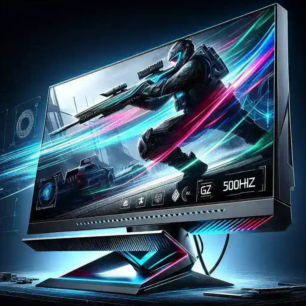 "Monitor gaming 500Hz pertama di dunia oleh Dell Alienware, menampilkan desain futuristik dan teknologi canggih untuk pengalaman bermain game yang maksimal."