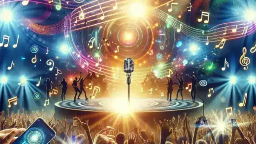 "Spotify's special event playlist featuring live concert performances, showcasing artists and performances in a vibrant setting"